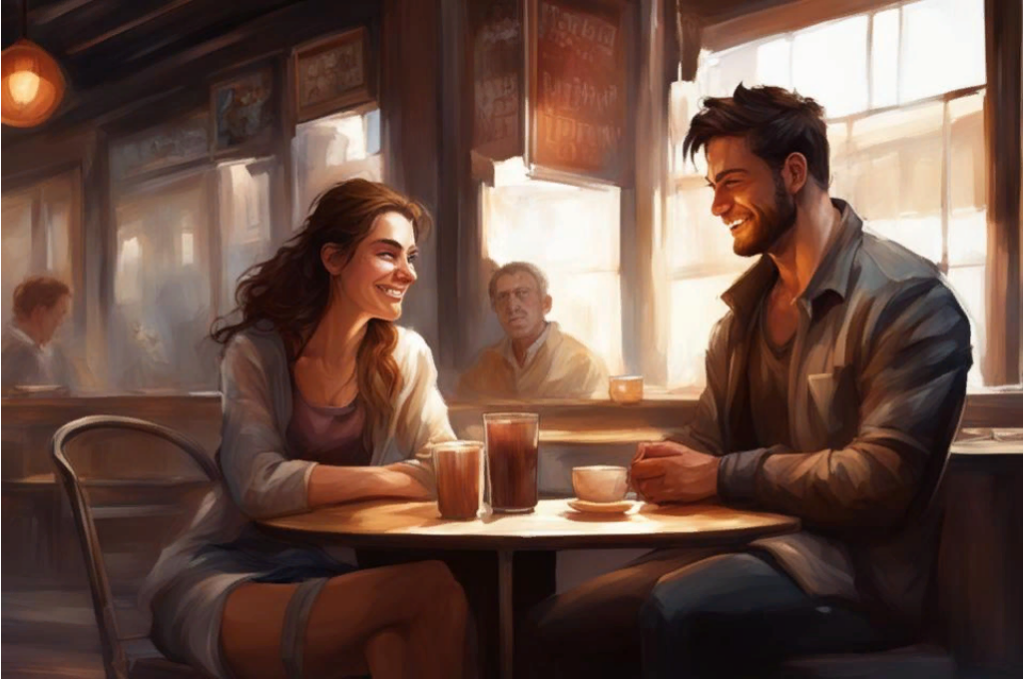 мужчина и женщина в кафе